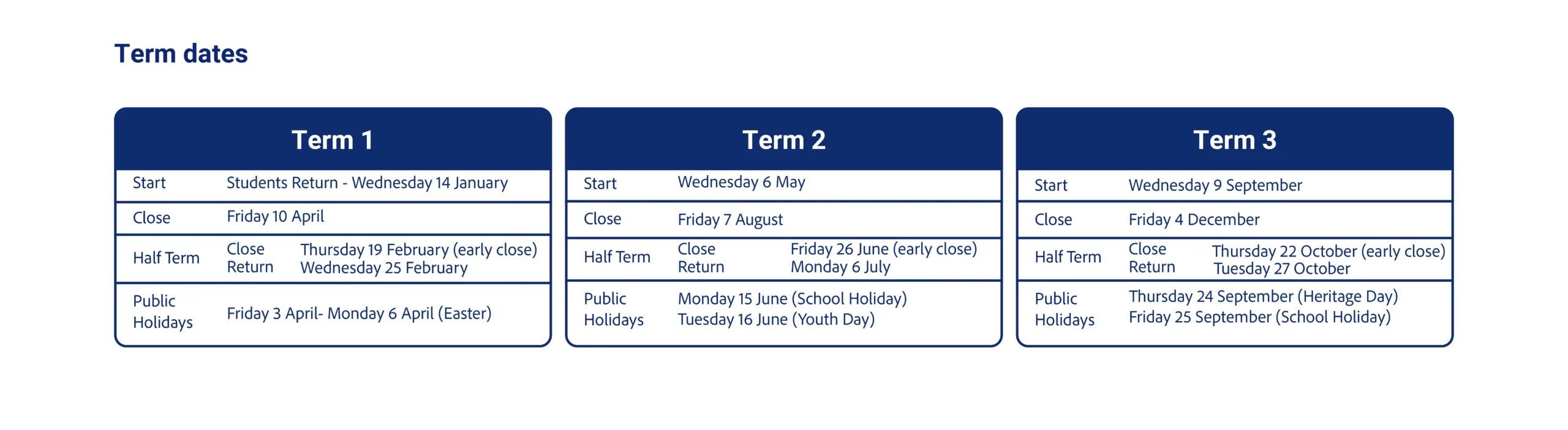2026 Term Calendar